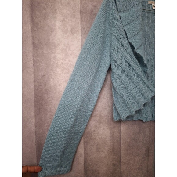 Intuitions Mohair Mermaid Aquamarine Tie Front Y2K Cardigan Women's M Soft Boho - Picture 6 of 9